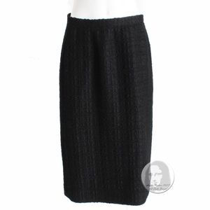 Emilio Pucci by Vivara Skirt Black Wool Textured Boucle Knit EU 46 Vintage 90s